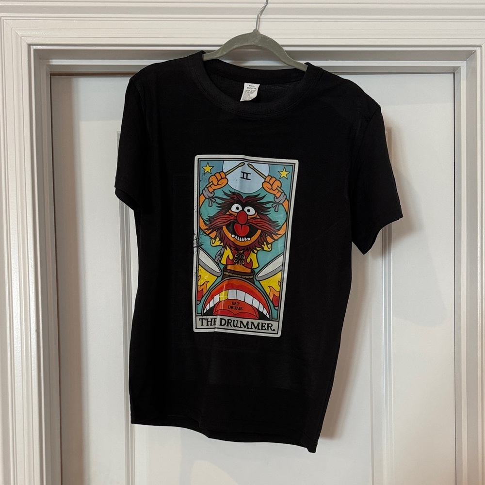 Black Graphic Tee - The Drummer Design
